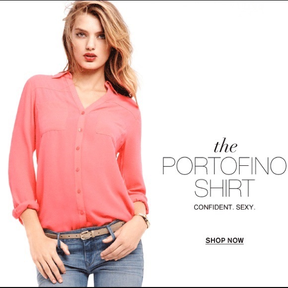 Express Tops - Hot coral Express portofino blouse